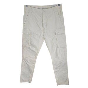 H&M Womens White Slim Fit Elastic Waist Pants Cargo Pockets High Rise Size S NWT